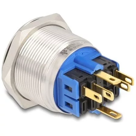 Delock Nyomógomb beszereléshez 25 mm 6 x forrasztási csatlakozó LED piros bekapcsolási szimbólummal + gyűrű