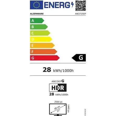 DELL SNP DELL Alienware Gaming Monitor 26,7" AW2725DF QD OLED 2560 x 1440 16:9 1,5m:1 250cd, 0,03ms, HDMI, DP, Lunar Light