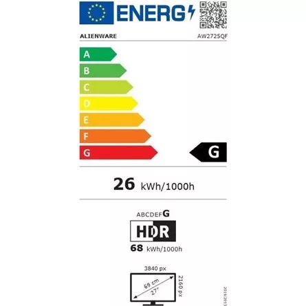DELL SNP DELL Alienware Gaming Monitor 27" AW2725QF 4K FHD 3840 x 2160, 180Hz, 16:9, 1000:1, 250cd, 0,03ms, HDMI, DP, USB, fekete