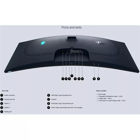 DELL SNP DELL Alienware Ívelt Monitor 34,02" AW3425DW QD OLED 3440x1440, 240Hz, 21:9, 1,5m:1, 250cd, 0,03ms, DP, HDMI, USB-C