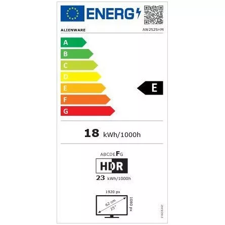 DELL SNP DELL Alienware Monitor 24,5" AW2525HM 1920x1080, Fast IPS, 16:9, 1000:1, 400cd, 1ms, DP, HDMI, USB, AMD FreeSync sup