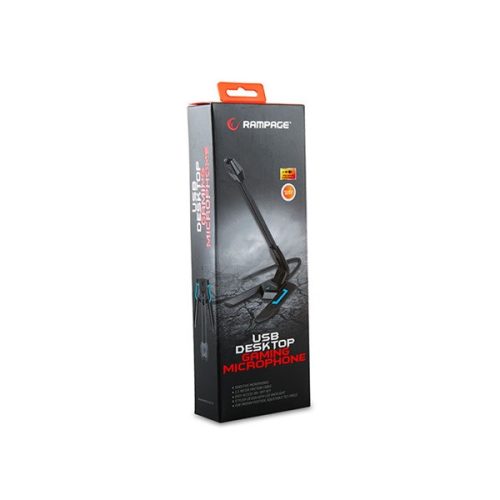 Rampage Mikrofon - SN-RM7X (USB csatlakozó; 150cm kábel; állvány, kék LED, fekete)