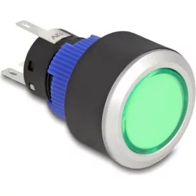   Delock Kiálló nyomógomb installációhoz 22 mm 5 db. forrasztott csatlakozó működtetővel lapos, műanyag zöld LED világítás