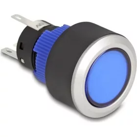   Delock Kiálló nyomógomb installációhoz 22 mm 5 db. forrasztott csatlakozó működtetővel lapos, műanyag kék LED világítás