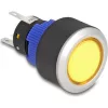 Delock Kiálló nyomógomb installációhoz 22 mm 5 db. forrasztott csatlakozó működtetővel lapos, műanyag sárga LED világítá