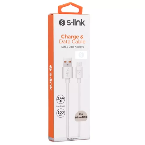 S-Link kábel - AND-KC19B (2.4A, Micro USB, 100cm adat+töltőkábel, fehér)