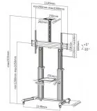 REFLECTA Gurulós TV állvány (TV Stand 100VC-Shelf), max. VESA: 1000x600mm, max.súly: 100kg