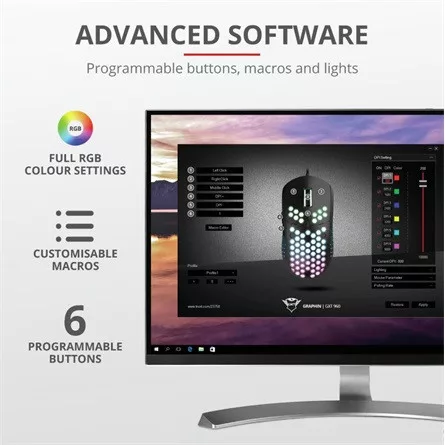Trust GXT 960 Graphin USB optikai gaming egér fekete