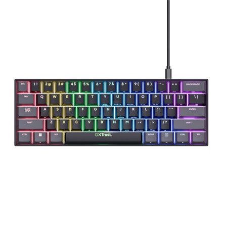 Trust Billentyűzet Gamer - GXT867 Acira (Kompakt; Mechanikus, Outemu Red switch; RGB LED; USB; fekete; angol)