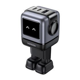   UGREEN NEXODE RG hálózati töltő USB+2 Type-C aljzat 65W, LED kijelző, SÖTÉTSZÜRKE