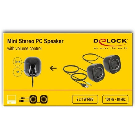 Delock Mini Stereo 2.0 hangszóró fekete