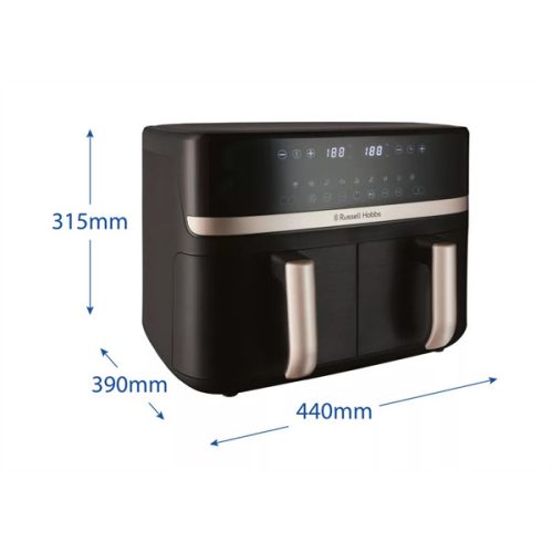 Russell Hobbs SatisFry 27680-56/RH dupla kosaras 9 L Airfryer, fekete/pezsgő