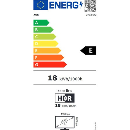 AOC IPS monitor 27" 27B3HA2 1920x1080, 16:9, 250cd/m2, 14ms, VGA/HDMI, hangszóró, 100Hz
