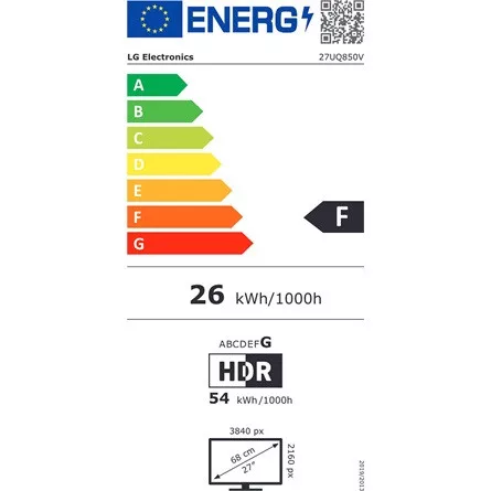 LG Monitor 27" - 27UP850K-W (IPS; 16:9; 4K 3840x2160; 5ms; 400cd; HDMIx2; DP; USB-C; HDR; Speaker, Pivot)