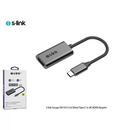 S-Link Átalakító - SW-U512 (USB Bemenet: USB Type-C apa, Kimenet: HDMI, 4K, 30Hz, fém, szürke)