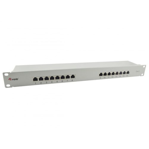 Equip Patch panel - 326317 (16 port, Cat6, árnyékolt, szürke)
