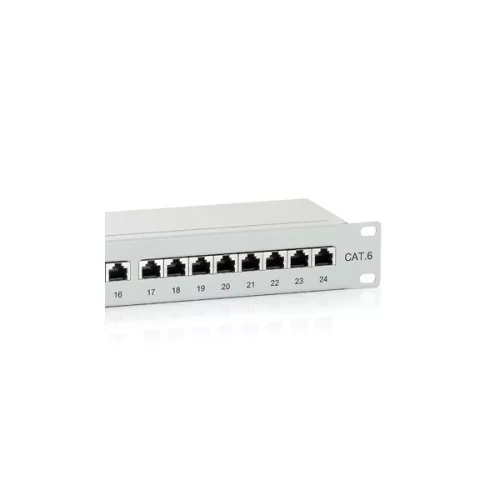 Equip Patch Panel - 326324 (24 port, Cat6, 1U, árnyékolt, szürke)