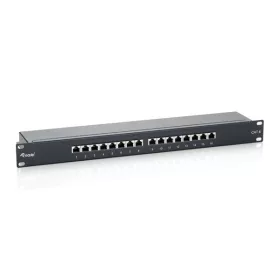   Equip Patch Panel - 326416 (16 port, Cat6, 1U, árnyékolt, fekete)