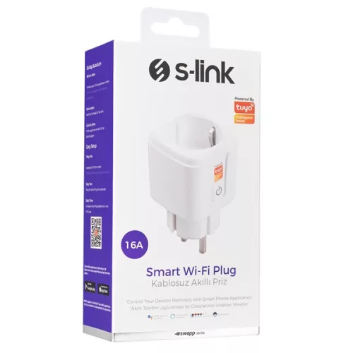 S-Link Okos Dugalj - Swapp SL-01 (230V-16A; 2,4GHz WiFi; Távoli hozzáférés; Ütemezés; Távoli mód)