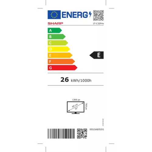 SHARP 32FH2EW 32"/80cm HD Android LED TV, 1366x768, 3xHDMI/2xUSB, Fehér