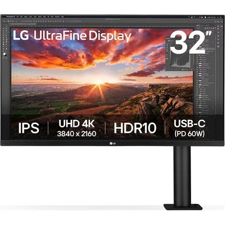 LG 32UN880K-B UltraFine 31.5" IPS LED monitor fekete (USB-C: 60W)