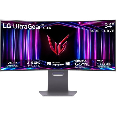 LG 34GS95QE-B UltraGear 34" ívelt OLED gaming monitor fekete 240Hz G-Sync / FreeSync Premium Pro