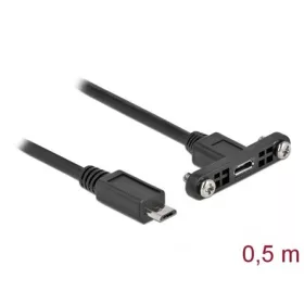   Delock USB-B 2.0 micro -> USB-B 2.0 micro M/F adatkábel 0.5m fekete panel mount