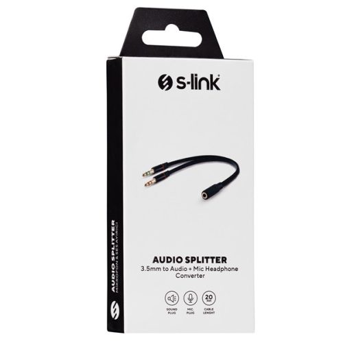 S-Link Átalakító - SL-TA68 (Audio elosztó, Bemenet: 3,5mm Jack anya, Kimenet: 3,5 Jack apa, fekete)