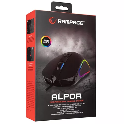 Rampage Egér Gamer - SMX-G65 ALPOR (7200DPI, 7 gomb, makro,