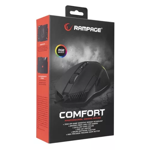 Rampage Egér Gamer - SMX-G39 COMFORT (7200DPI, 8 gomb, makro