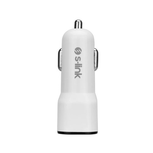 S-Link Autós töltő - SL-EC30T (2db USB, 5V/2.4A/3,4A, 17W, Type-C, 100cm adat+töltőkábel, fehér)
