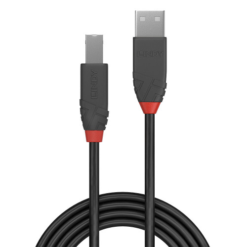 LINDY 5m USB 2.0 Type A to B kábel, Anthra Line