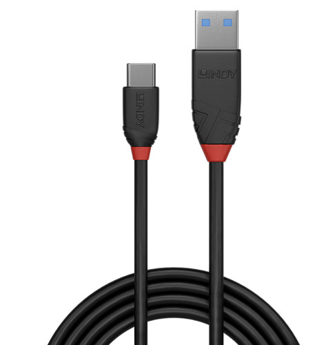 Lindy 1m USB 3.2 Type A to C Cable 3A, Black Line