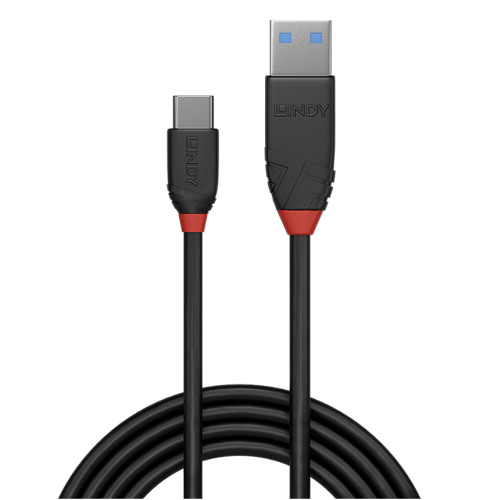 Lindy 1.5m USB 3.2 Type A to C Cable 3A, Black Line