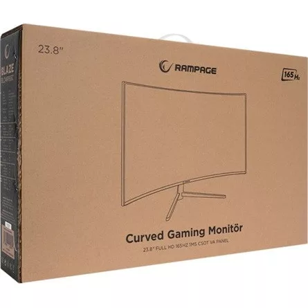 Rampage Monitor 24" - BLAZE BL24R165C  (VA, 165Hz, 1ms, 16:9, 1920x1080, 200cd/m2, HDMI, DP, fekete, FreeSync, ívelt)