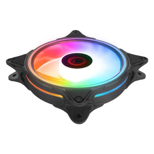 Rampage Cooler 12cm - GLARE F50 (64,56 m3/h, ház hűtésre, Rainbow LED, fekete)