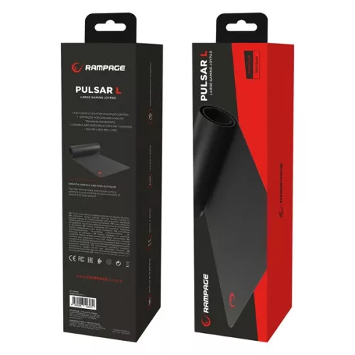 Rampage Egérpad - Pulsar L (300x700x3mm Gaming Mouse Pad, fekete)