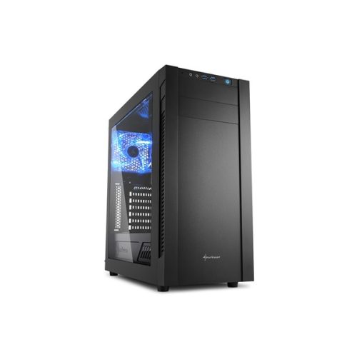 Sharkoon Számítógépház - S25-W (fekete; ablakos kivitel; alsó táp; ATX,mATX; mITX; 2xUSB3.0; I/O)