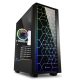 Sharkoon Számítógépház - LIT 100 (fekete; üveg oldal; alsó táp; ATX; 4x120mm RGB; 2xUSB3.0; 1xUSB2.0; I/O)