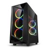 Sharkoon Számítógépház - REV 200 RGB (fekete; ATX,mATX; alsó táp; 5x120mm v.; 2xUSB3.0, 2xUSB2.0, I/O)