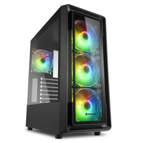 Sharkoon Számítógépház - TK4 RGB (fekete; ATX,mATX; alsó táp; 6x120mm v.; 2xUSB3.0, 1xUSB2.0, I/O)