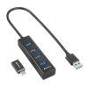 Sharkoon USB Hub - Aluminium Hub Type-C adapter (4port; USB3.2 Gen 1; Fekete)