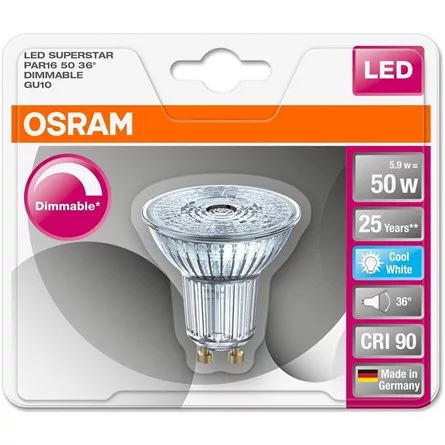 Osram Superstar PAR16 üveg 350lm hideg-fehér GU10 spotlight LED fényforrás