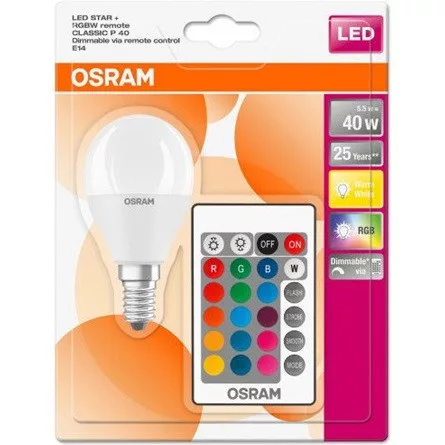 Osram Star+ 470lm RGBW E14 kis gömb LED fényforrás