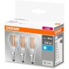 Osram Base átlátszó üveg búra/4W/470lm/4000K/E14 LED kisgömb izzó 3 db