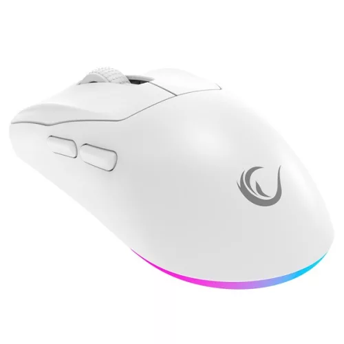 Rampage Vezeték Nélküli Egér - PROTE M5 (PAW3311, Huano 80M, 2400DPI, 400mAh, 6 gomb, RGB, Type-C, fehér)