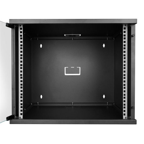 S-Link Rackszekrény - 9U 19" fali kivitel (400x530x400mm, Flatpack, Sötétszürke/fekete)