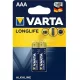 VARTA Longlife AAA (LR03) alkáli mikro ceruza elem 2db/bliszter