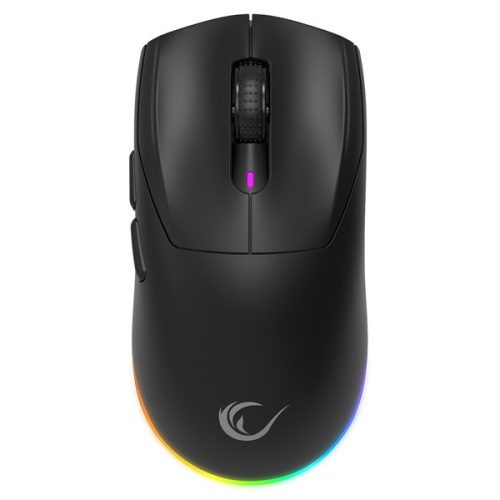 Rampage Vezeték Nélküli Egér - PROTE M5 (PAW3311, Huano 80M, 2400DPI, 400mAh, 6 gomb, RGB, Type-C, fekete)