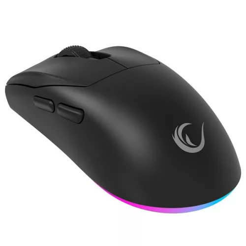 Rampage Vezeték Nélküli Egér - PROTE M5 (PAW3311, Huano 80M, 2400DPI, 400mAh, 6 gomb, RGB, Type-C, fekete)